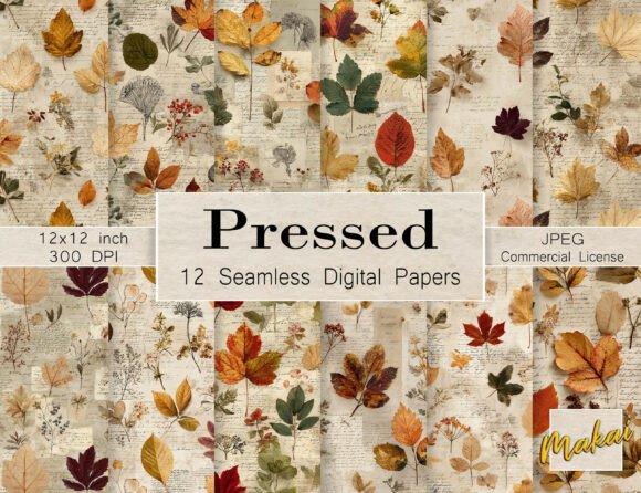 12 Seamless Victorian Pressed Botanicals: A Timeless Design Resource