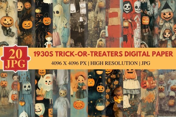 1930s Trick-or-Treaters Digital Paper