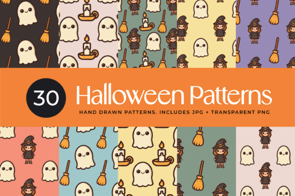 30 Halloween Digital Paper Bundle for Spooky Season Projects