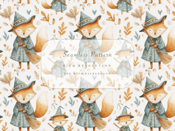 Add a Sprinkle of Autumn Magic with the Fox Witch Seamless Pattern