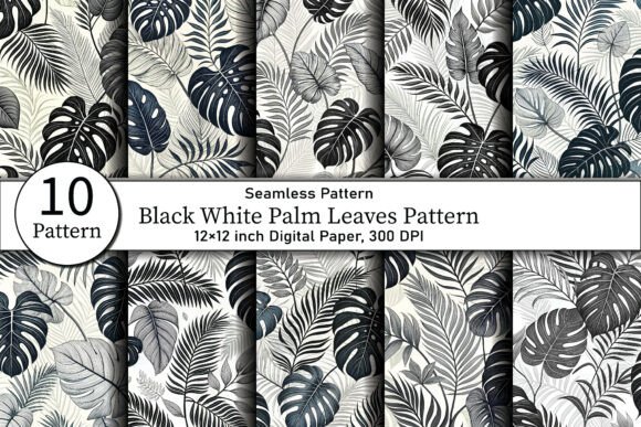 Black White Palm Leaves Pattern: A Versatile Design Tool for Every Project