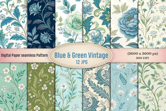 Blue Green Vintage Floral Seamless: A Versatile Design Resource for Creative Projects