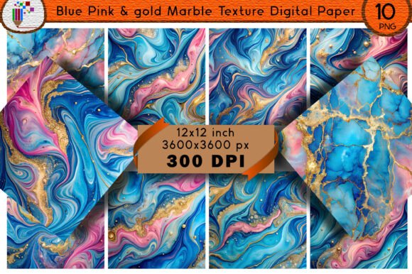 Blue Pink Gold Marble Texture Paper: A Versatile Design Element