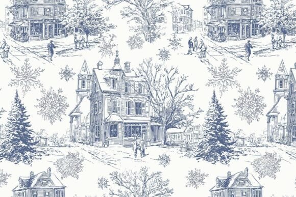 Christmas Village Seamless Pattern 24: A Nostalgic Holiday Design