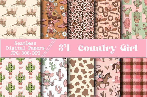 Country Girl Seamless Paper Set: A Versatile Design Resource for Creative Projects