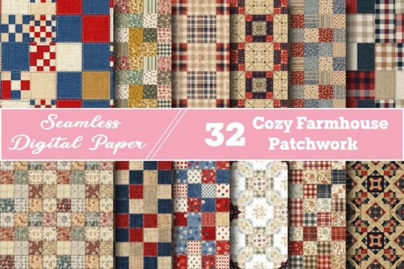 Cozy Farmhouse Patchwork Digital Paper