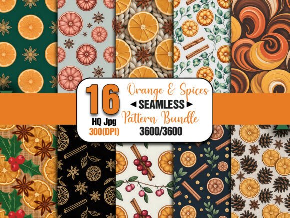 Cozy Up with the Christmas Orange Spice Pattern Bundle: A Festive Design for Modern Creators