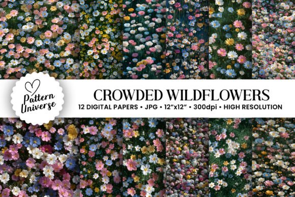 Crowded Wildflowers Garden Pattern: A Versatile Digital Design for Creative Projects