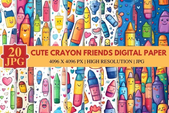 Cute Crayon Friends Digital Paper: A Playful Addition to Creative Projects