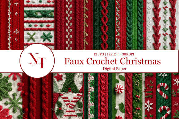 Faux Crochet Christmas Digital Paper: Elevating Holiday Creativity with Cozy Aesthetics