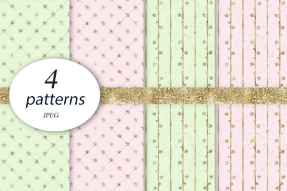 Gold Stars Digital Paper Pink Green: A Versatile Design Resource for Creative Projects