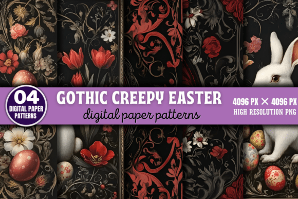 Gothic Creepy Easter Digital Paper 2