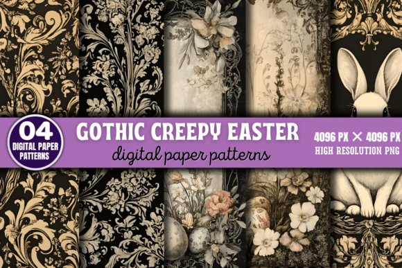 Gothic Creepy Easter Digital Paper 3: A Unique Twist for Creative Projects