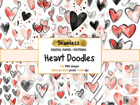Heart Doodles Seamless Digital Paper: A Playful Addition to Your Creative Projects