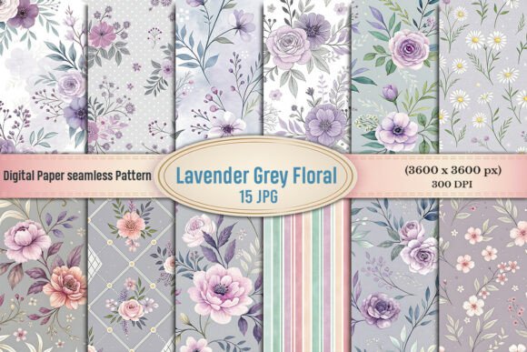 Lavender Grey Floral Digital Paper Bundle: A Versatile Resource for Creative Projects
