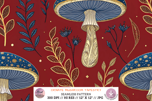 Lavish Mushroom Tapestry Pattern: A Versatile Design for Creative Projects