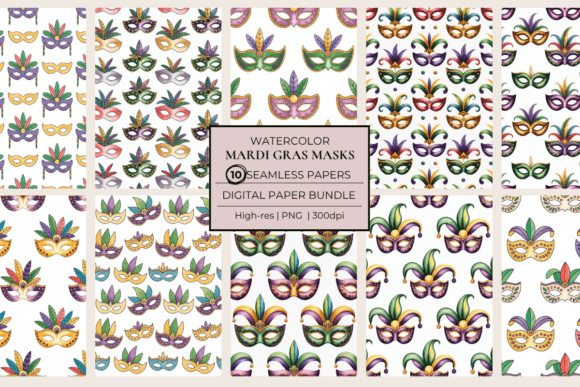 Mardi Gras Masks Seamless Papers: Bring Carnival Spirit to Your Creative Projects