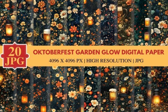 Oktoberfest Garden Glow Digital Paper for Creative Projects