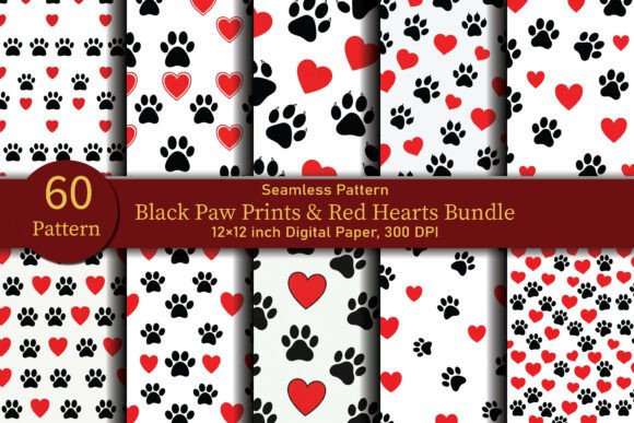 Paw Print Heart Seamless Digital Paper: A Modern Design Solution for Pet and Valentine-Themed Projects
