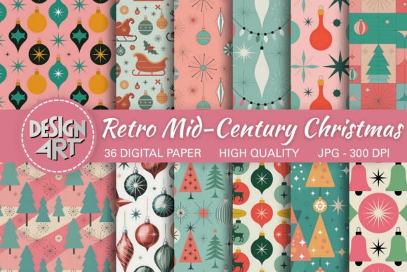 Retro Mid-Century Christmas Pattern: A Timeless Design Resource for Holiday Projects