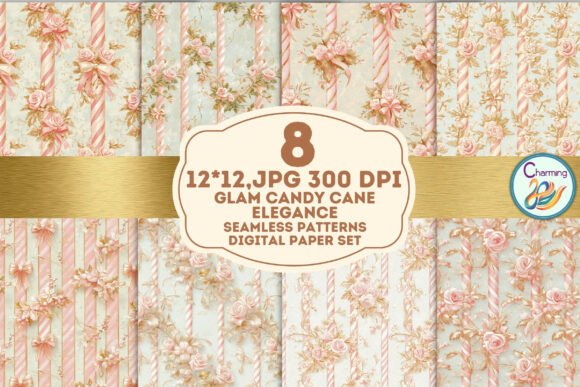 Seamless Paper Glam Candy Cane Elegance: A Modern Design Solution for Seasonal Creativity