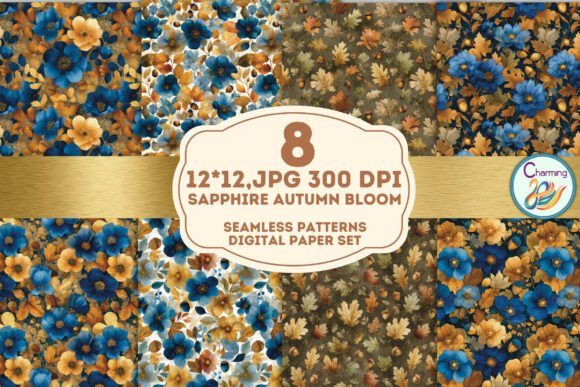 Seamless Paper Sapphire Autumn Bloom: A Versatile Design Resource for Seasonal Creations