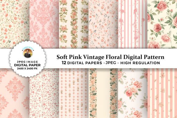 Soft Pink Vintage Floral Digital Pattern: Timeless Elegance for Modern Creations
